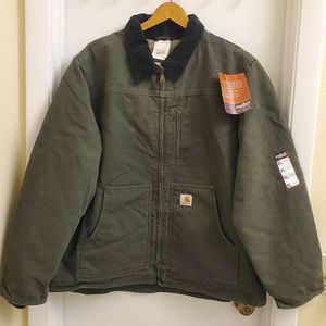 😍New with tags Rare vintage green carhartt fleece lined canvas jacket size XL